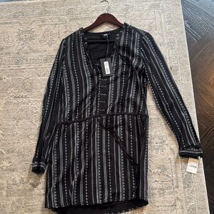 PAIGE Black and Gray Striped Long Sleeve Dress